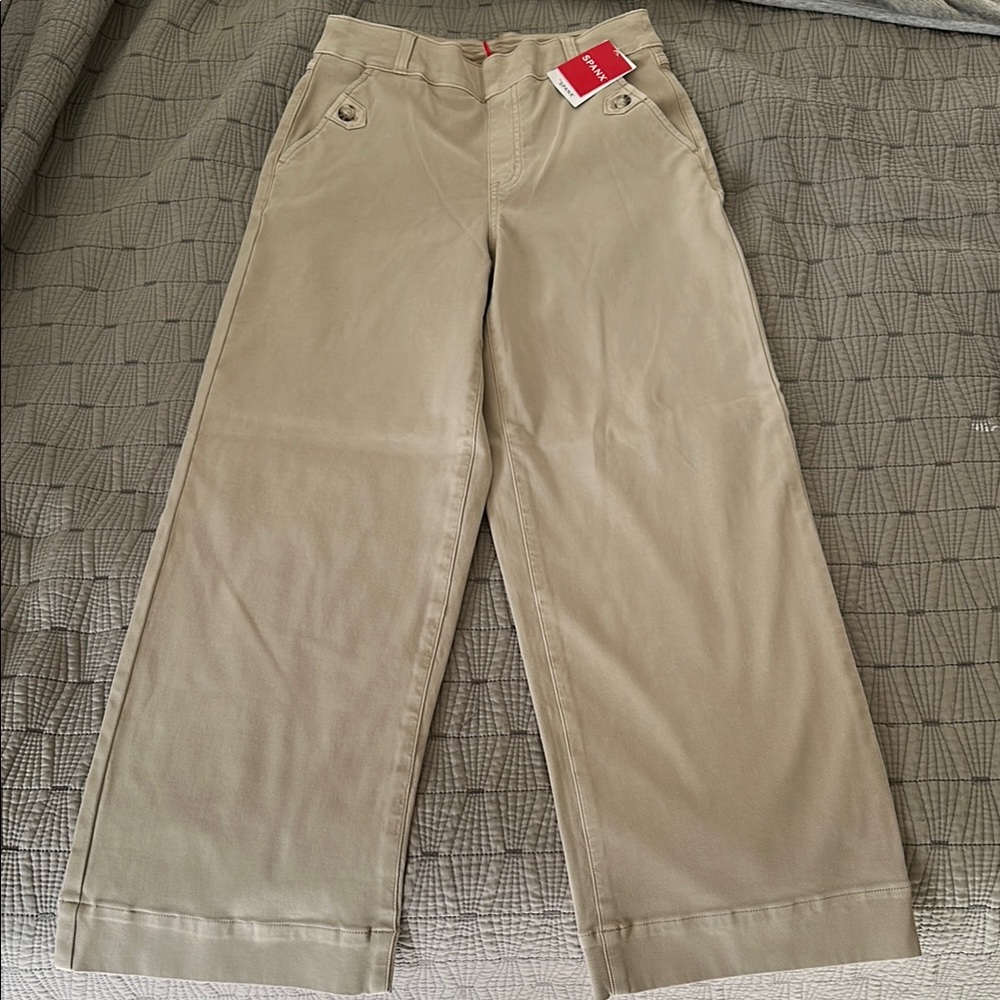 Spanx Khaki Wide-Leg Pants